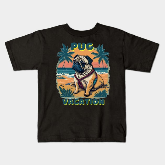 Pug vacation Kids T-Shirt by MrPug